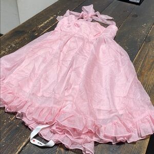 Lucy in The Sky Pink Halter Mini Dress Ruffle Bottom - M